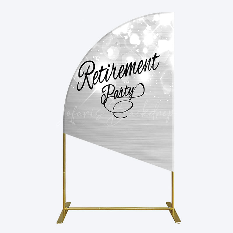 Lofaris Bokeh Silver Sparkle Retirement Party Half Moon Arch Backdrop