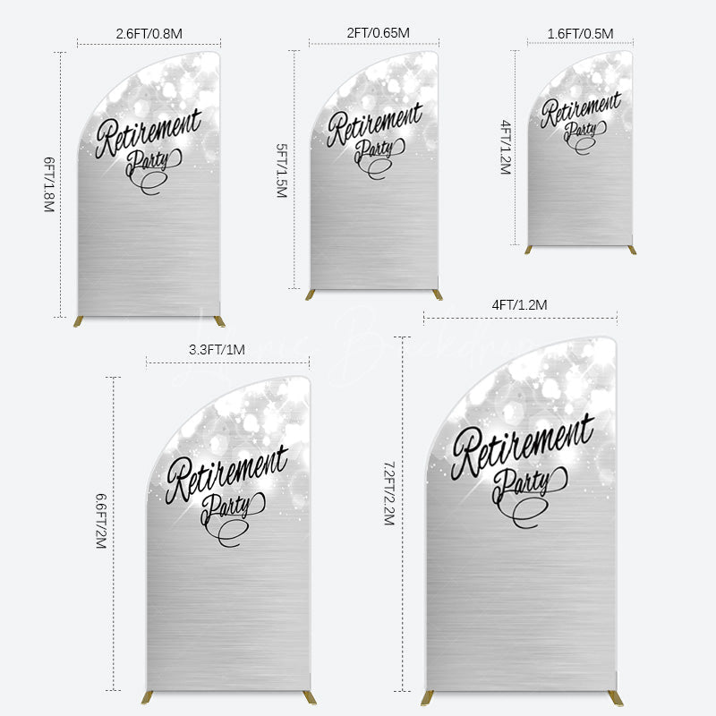 Lofaris Bokeh Silver Sparkle Retirement Party Half Moon Arch Backdrop