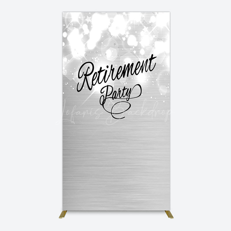Lofaris Bokeh Silver Sparkle Retirement Party Rectangle Backdrop