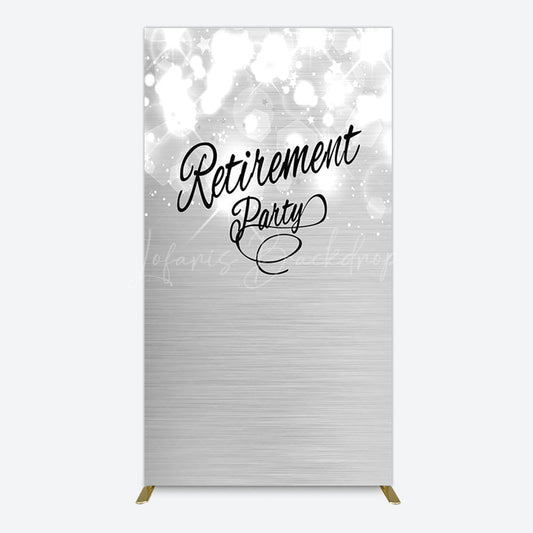 Lofaris Bokeh Silver Sparkle Retirement Party Rectangle Backdrop