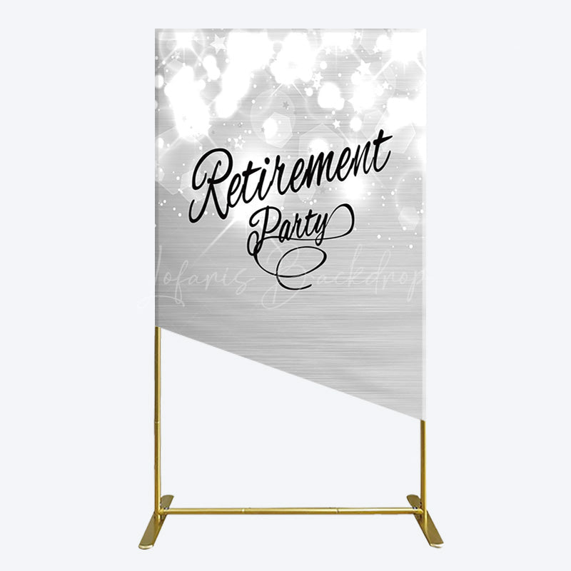 Lofaris Bokeh Silver Sparkle Retirement Party Rectangle Backdrop