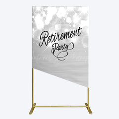 Lofaris Bokeh Silver Sparkle Retirement Party Rectangle Backdrop