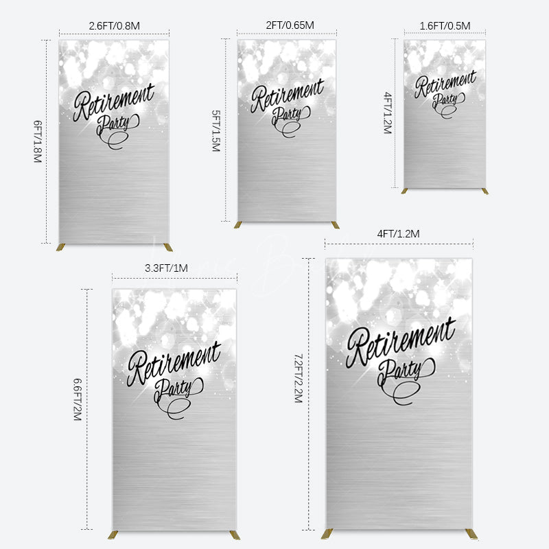 Lofaris Bokeh Silver Sparkle Retirement Party Rectangle Backdrop