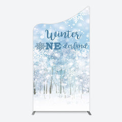 Lofaris Bokeh Snowy Forest Winter Onerderland Arch Backdrop