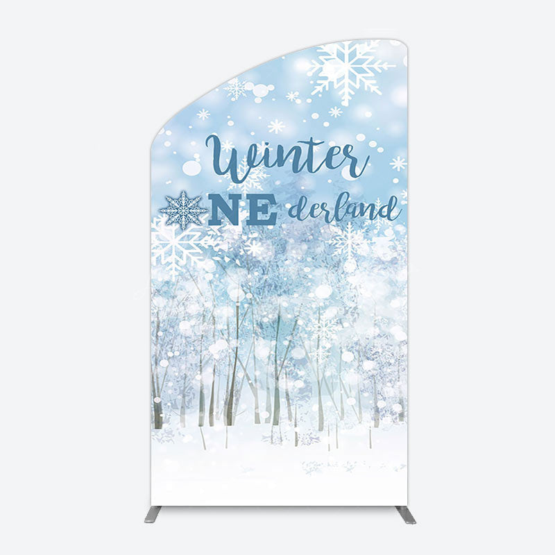 Lofaris Bokeh Snowy Forest Winter Onerderland Arch Backdrop