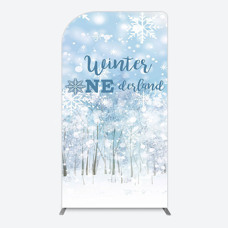 Lofaris Bokeh Snowy Forest Winter Onerderland Arch Backdrop