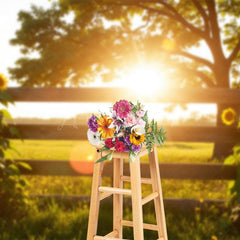 Lofaris Bokeh Summer Glow Fence Sunflower Photo Backdrop