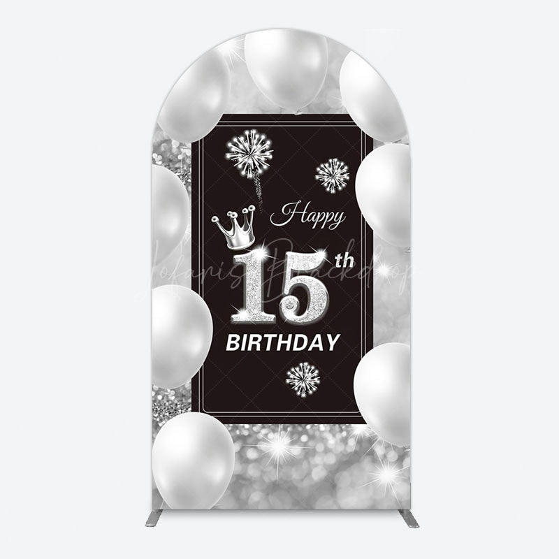 Lofaris Bokeh Sweet 15th Birthday Balloons Arch Backdrop