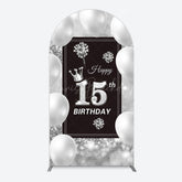 Lofaris Bokeh Sweet 15th Birthday Balloons Arch Backdrop