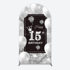 Lofaris Bokeh Sweet 15th Birthday Balloons Arch Backdrop