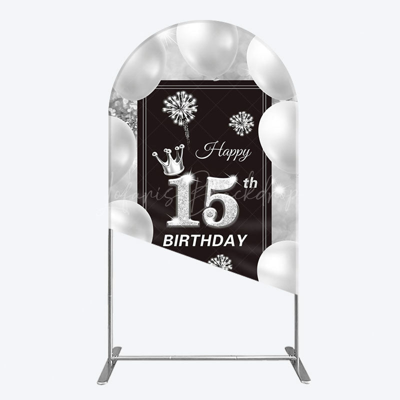 Lofaris Bokeh Sweet 15th Birthday Balloons Arch Backdrop