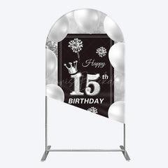 Lofaris Bokeh Sweet 15th Birthday Balloons Arch Backdrop