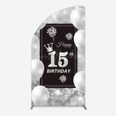 Lofaris Bokeh Sweet 15th Birthday Balloons Half Moon Arch Backdrop