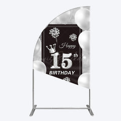 Lofaris Bokeh Sweet 15th Birthday Balloons Half Moon Arch Backdrop