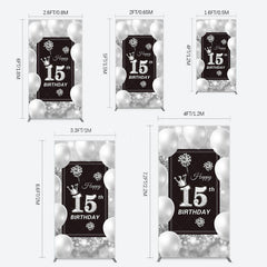 Lofaris Bokeh Sweet 15th Birthday Balloons Rectangle Backdrop
