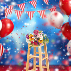 Lofaris Bokeh Vibe USA Flag Balloons Photography Backdrop