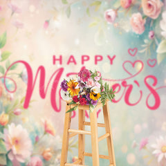 Lofaris Bokeh Warm Floral Pink Happy Mothers Day Backdrop