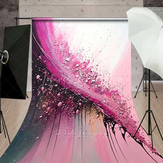 Lofaris Bold Magenta and Black Diagonal Brush Stroke Art Backdrop Textured Paint Drips Photography Background