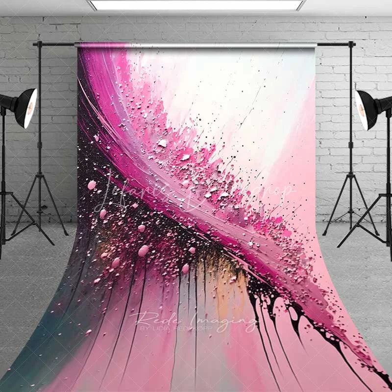 Lofaris Bold Magenta and Black Diagonal Brush Stroke Art Backdrop Textured Paint Drips Photography Background