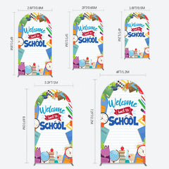 Lofaris Books Class Clock Welcome To School Arch Backdrop