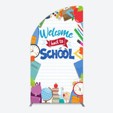 Lofaris Books Class Clock Welcome To School Half Moon Arch Backdrop
