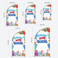 Lofaris Books Class Clock Welcome To School Half Moon Arch Backdrop