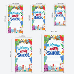 Lofaris Books Class Clock Welcome To School Rectangle Backdrop