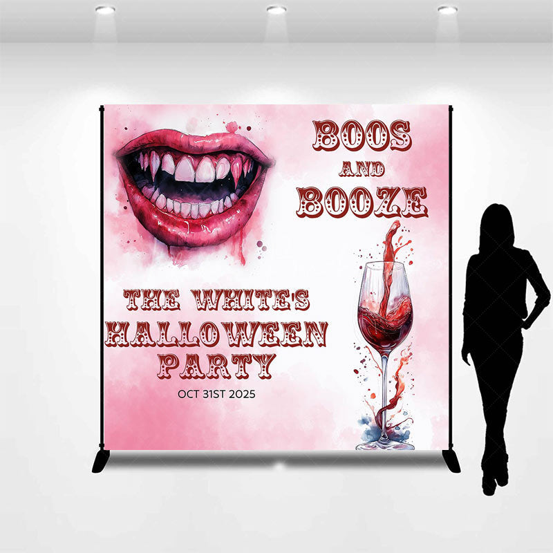 Lofaris Boos And Booze Custom Name Halloween Party Backdrop