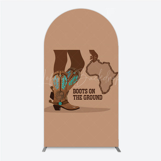 Lofaris Boots On The Ground Arch Backdrop Western Cowboy with African Map Melanin Themed Birthday Party Decor