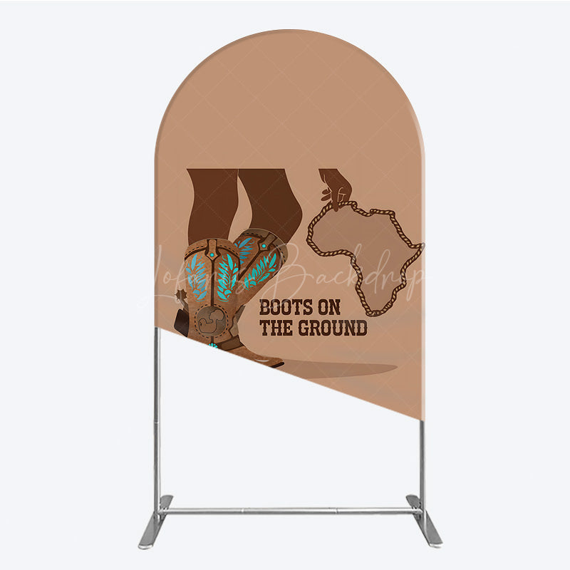 Lofaris Boots On The Ground Arch Backdrop Western Cowboy with African Map Melanin Themed Birthday Party Decor