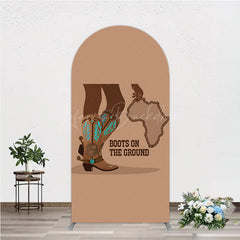 Lofaris Boots On The Ground Arch Backdrop Western Cowboy with African Map Melanin Themed Birthday Party Decor