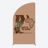 Lofaris Boots On The Ground Half Moon Arch Backdrop Western Cowboy with African Map Melanin Themed Birthday Party Decor