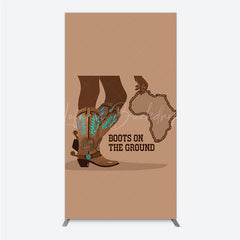 Lofaris Boots On The Ground Rectangle Backdrop Western Cowboy with African Map Melanin Themed Birthday Party Decor