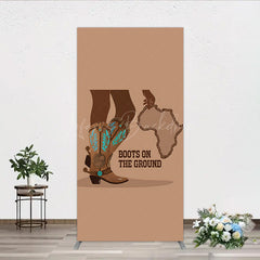 Lofaris Boots On The Ground Rectangle Backdrop Western Cowboy with African Map Melanin Themed Birthday Party Decor