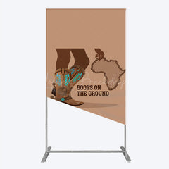 Lofaris Boots On The Ground Rectangle Backdrop Western Cowboy with African Map Melanin Themed Birthday Party Decor