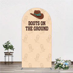 Lofaris Boots On The Ground Western Arch Backdrop Cowboy Hat and Pattern Country Themed Birthday Party Decor