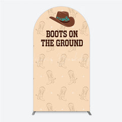 Lofaris Boots On The Ground Western Arch Backdrop Cowboy Hat and Pattern Country Themed Birthday Party Decor