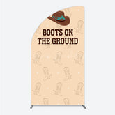 Lofaris Boots On The Ground Western Half Moon Arch Backdrop Cowboy Hat and Pattern Country Themed Birthday Party Decor