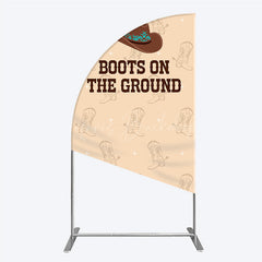 Lofaris Boots On The Ground Western Half Moon Arch Backdrop Cowboy Hat and Pattern Country Themed Birthday Party Decor