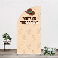 Lofaris Boots On The Ground Western Half Moon Arch Backdrop Cowboy Hat and Pattern Country Themed Birthday Party Decor