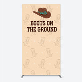 Lofaris Boots On The Ground Western Rectangle Backdrop Cowboy Hat and Pattern Country Themed Birthday Party Decor