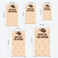 Lofaris Boots On The Ground Western Rectangle Backdrop Cowboy Hat and Pattern Country Themed Birthday Party Decor