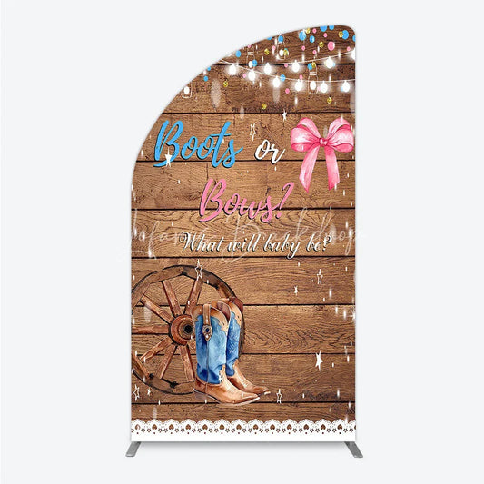 Lofaris Boots or Bows Gender Reveal Half Moon Arch Backdrop Kit Cowboy Baby Shower Party Decor