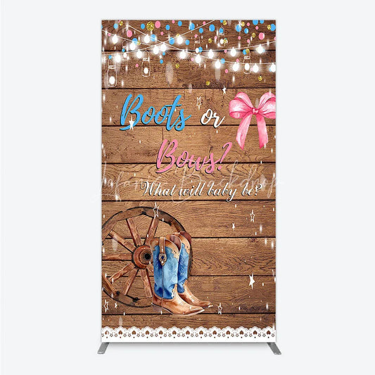 Lofaris Boots or Bows Gender Reveal Rectangle Backdrop Kit Cowboy Baby Shower Party Decor