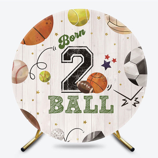 Lofaris Born 2 Ball Baseball Birthday Round Backdrop