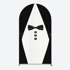 Lofaris Boss Suit Black White Happy Birthday Arch Backdrop