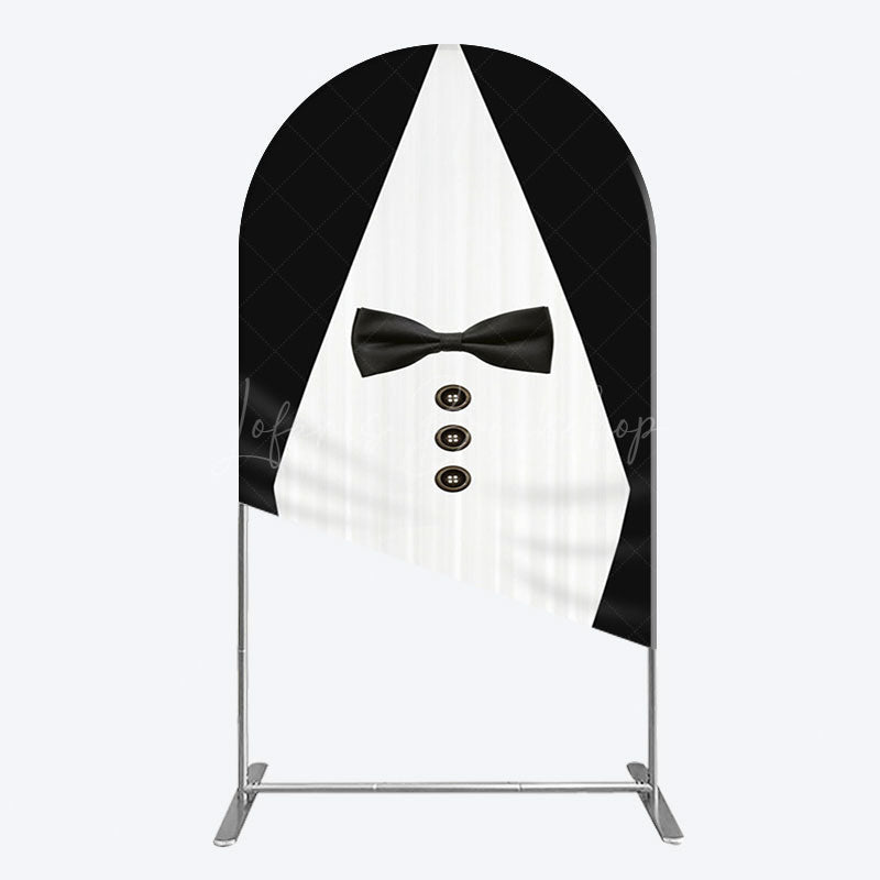 Lofaris Boss Suit Black White Happy Birthday Arch Backdrop