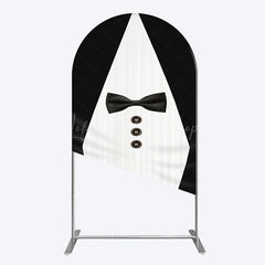Lofaris Boss Suit Black White Happy Birthday Arch Backdrop
