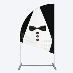 Lofaris Boss Suit Black White Happy Birthday Half Moon Arch Backdrop