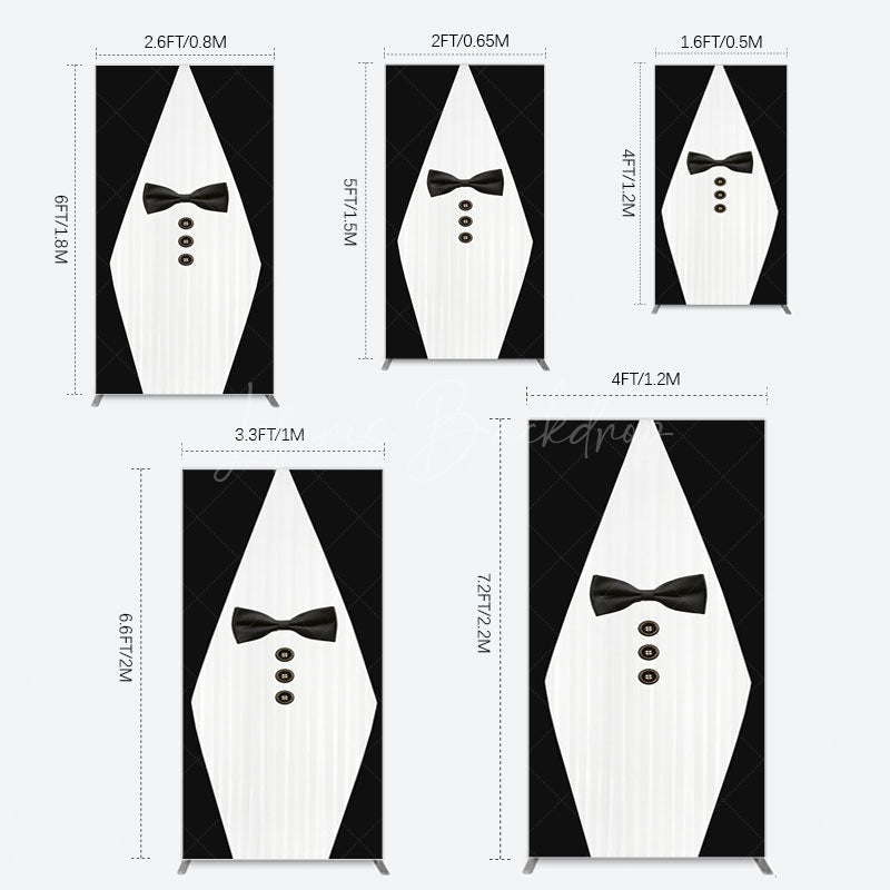 Lofaris Boss Suit Black White Happy Birthday Rectangle Backdrop